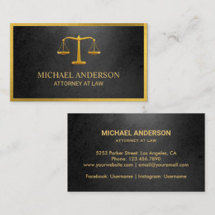 Carte De Visite Cabinet d'avocats Échelles de justice Or (effet) A
