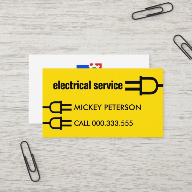 Carte De Visite Câblage de la prise d'alimentation jaune vif (Devant/Arrière en situation)