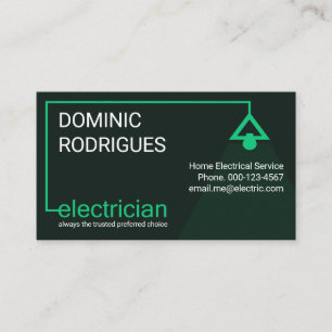 Carte De Visite Câble électrique vert de l'électricien Abat-jour l