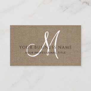 Carte De Visite Cacao Linge Brown Simple Monogramme minimal