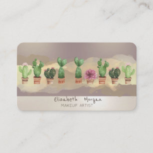 Carte De Visite Cactus à coup de pinceau d'aquarelle moderne