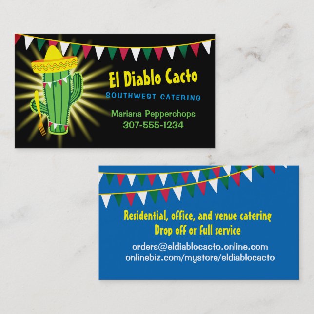 Carte De Visite Cactus chef mexicain du sud-ouest (Devant / Derrière)