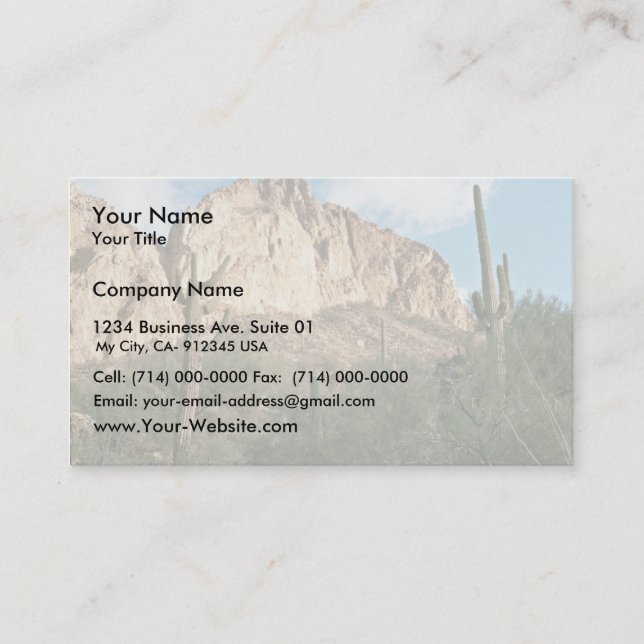 Carte De Visite Cactus de Saguaro (Devant)