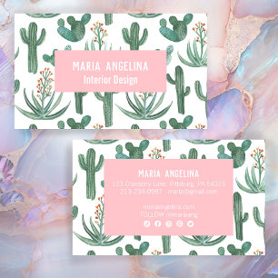 Carte De Visite Cactus du désert et Aquarelle des succulents
