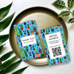 Carte De Visite Cactus mignons et succulents Code QR Merci de comm