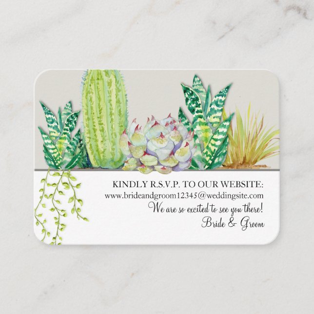 Carte De Visite Cactus occidental rustique de désert du site Web (Devant)