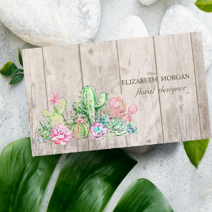 Carte De Visite Cactus Professionnel Romantique, Fleurs, Texture d