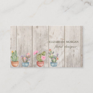 Carte De Visite Cactus professionnels, Fleurs, Texture en bois