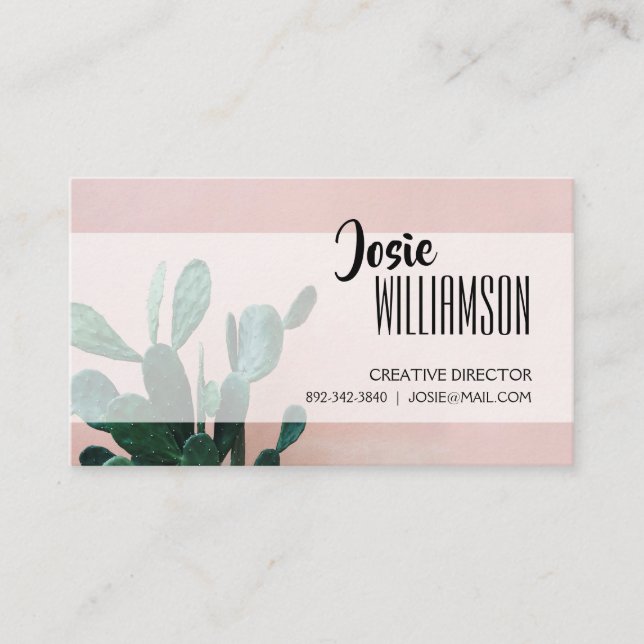 Carte De Visite Cactus rose moderne (Devant)