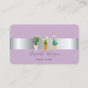 Carte De Visite Cactus Succulent Violet Professionnel Moderne