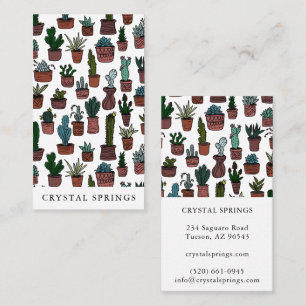 Carte De Visite Cactus Succulents Botanique Plante Doodle mignon
