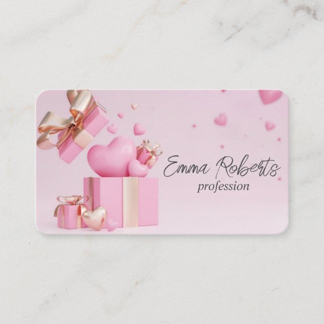 Carte De Visite Cadeau Anniversaire Blanc Rose Or Ballons (Devant)