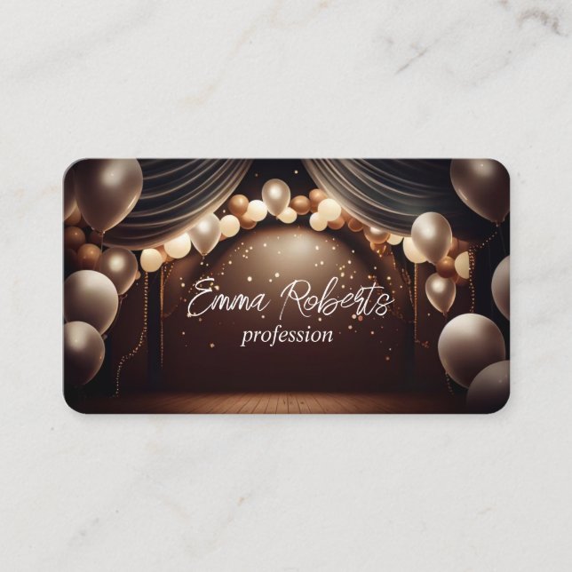Carte De Visite Cadeau Anniversaire Blanc Rose Or Ballons (Devant)