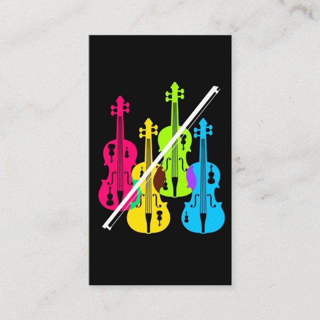 Carte De Visite Cadeau d'anniversaire multicolore de violons pour (Devant)
