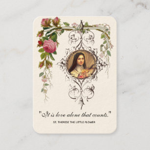 Carte De Visite Cadeau de mariage catholique Sainte Thérèse Roses 