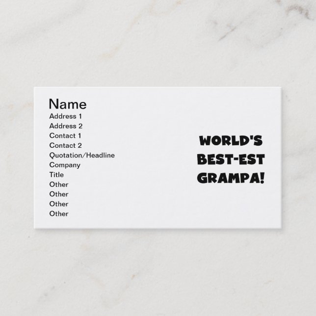 Carte De Visite Cadeaux de T-shirts du Meilleur-est Grampa du (Devant)