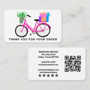 Carte De Visite Cadeaux Vélo Rose Client Commander Merci QR Code