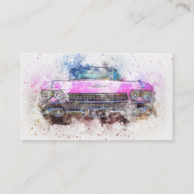 Carte De Visite Cadillac rose (Devant)