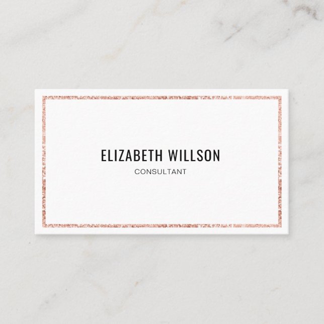 Carte De Visite Cadre chic tendance Rose simple Parties scintillan (Devant)