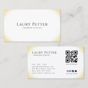 Carte De Visite Cadre de code QR professionnel en feuille d'or