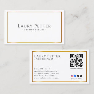 Carte De Visite Cadre de code QR professionnel en feuille d'or