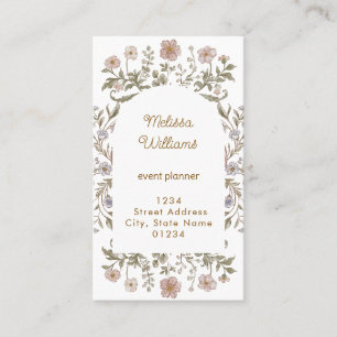 Carte De Visite cadre de fleurs beige