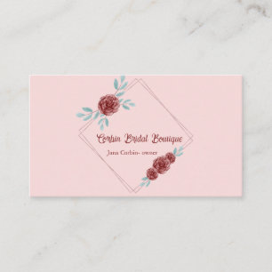 Carte De Visite Cadre de roses modifiables Boutique de mariage