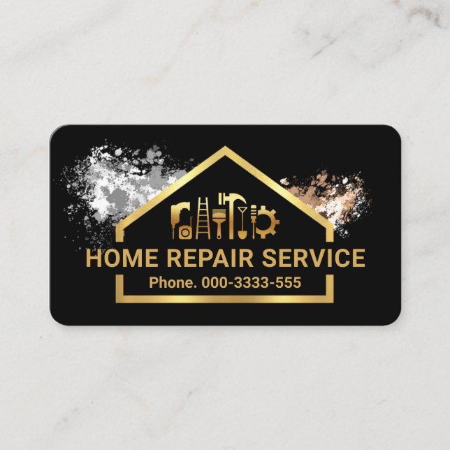 Carte De Visite Cadre des outils de construction de peinture Splat (Devant)