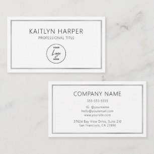 Carte De Visite Cadre élégant en feuille d'argent Logo minimal