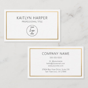 Carte De Visite Cadre élégant en feuille d'or Logo minimal