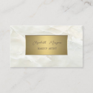 Carte De Visite Cadre élégant simple en or, marbre blanc