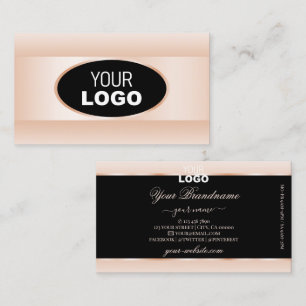 Carte De Visite Cadre et logo Ovale moderne Black Pastel Rose Ombr