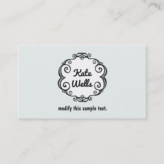 Carte De Visite Cadre et typographie Whimsical à main mignonne (Devant)
