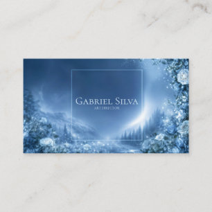 Carte De Visite Cadre Fleur de Bleue et Nuit de la Montagne enneig