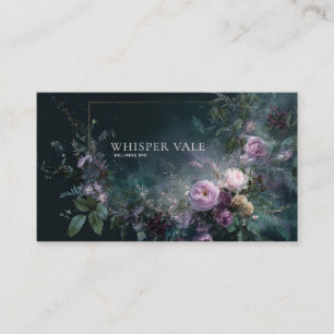 Carte De Visite Cadre Fleur Romance Sombre Mauve Rose Doré