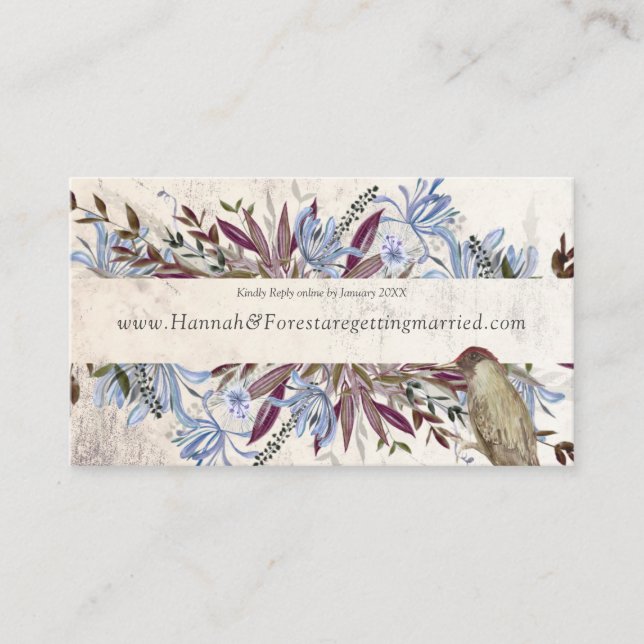 Carte De Visite Cadre floral rustique avec oiseaux  (Devant)
