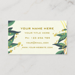 Carte De Visite Cadre Gold Wreath Feuille vert Moderne Professionn