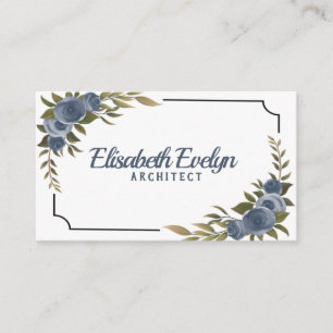 Carte De Visite Cadre mariage Avec Fleurs Aquarelles