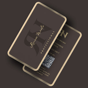 Carte De Visite Cadre minimal professionnel espresso faux or