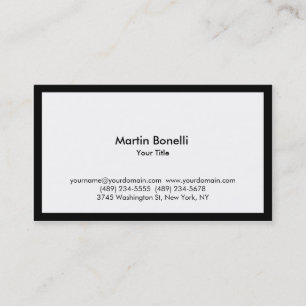Carte De Visite Cadre noir moderne chic blanc professionnel