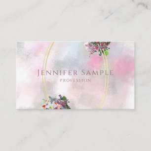 Carte De Visite Cadre Or Chic Moderne Abstrait Aquarelle Fleurs