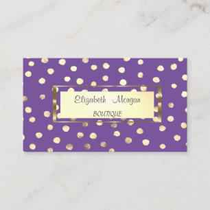 Carte De Visite Cadre Or Élégant, Confetti, Points