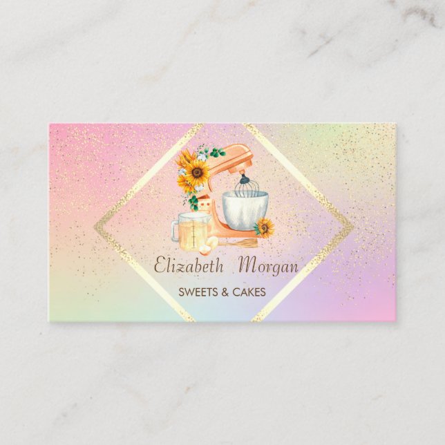Carte De Visite Cadre Or Moderne, Mélangeur Confetti (Devant)