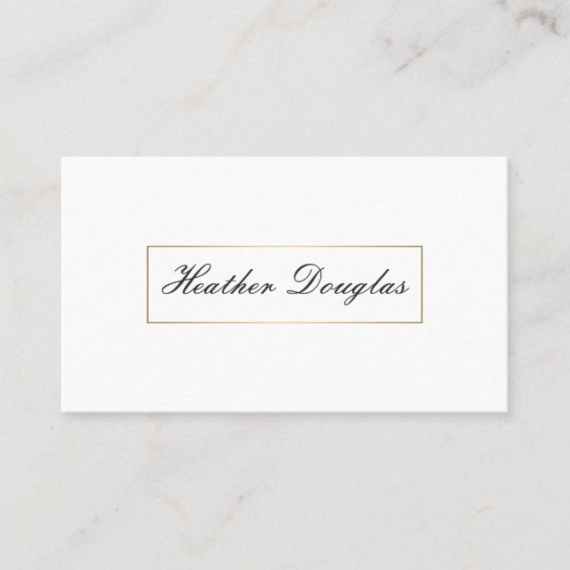 Carte De Visite Cadre Or / Typographie Cursive (Devant)