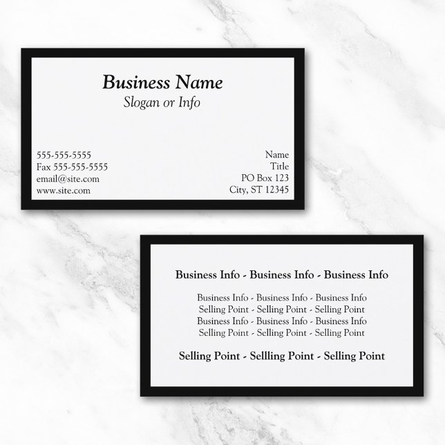 Carte De Visite Cadre rectangulaire noir et blanc (Black and White Rectangular Frame Business Card)