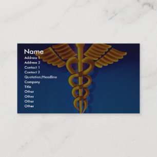 Carte De Visite Caducée d'or au-dessus d'arrière - plan médical
