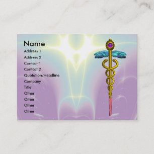 Carte De Visite CADUCÉE d'OR, DOCTEUR, pourpre Teal de SERVICE