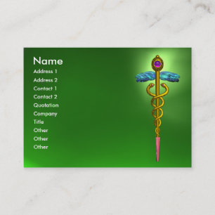 Carte De Visite CADUCEUS, EMERALD VERT or dynamique améthyste rose