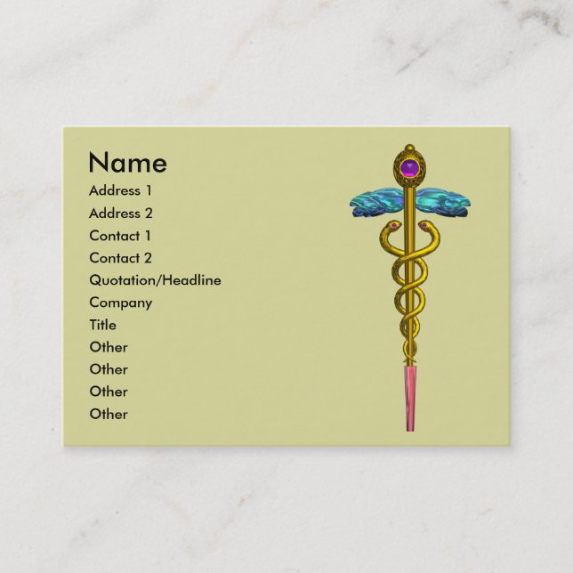 Carte De Visite CADUCUS, améthyste aurifère dynamique (Devant)