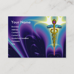Carte De Visite CADUCUS, améthyste d'or bleu turquase, éclatant